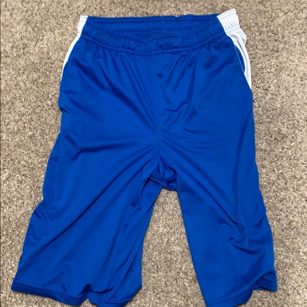 It’s a blue pair of shorts(Under Armour)